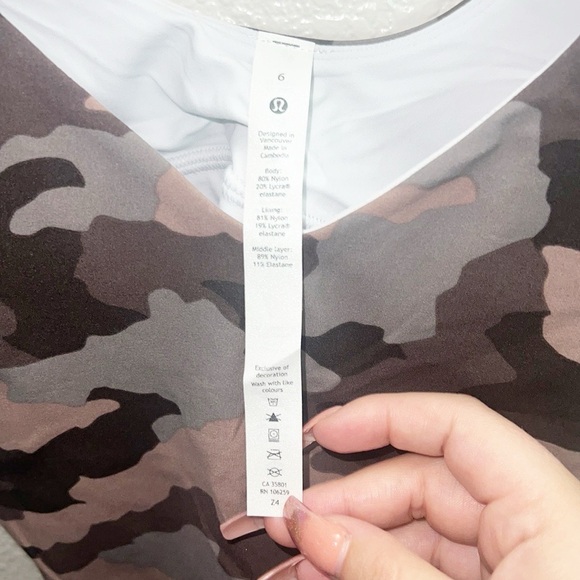 Lululemon Camo Nulu V Neck Built In Bra Align Tank Top New - Picture 6 of 10